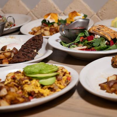 Served food on the table.