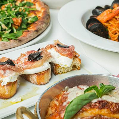 Assorted food dishes.