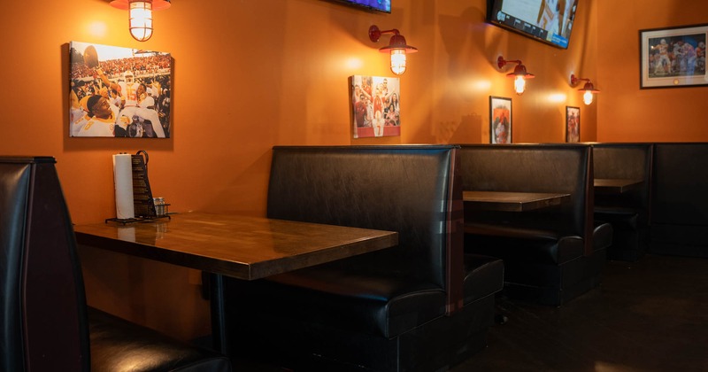 Inside, booth seating area, closeup