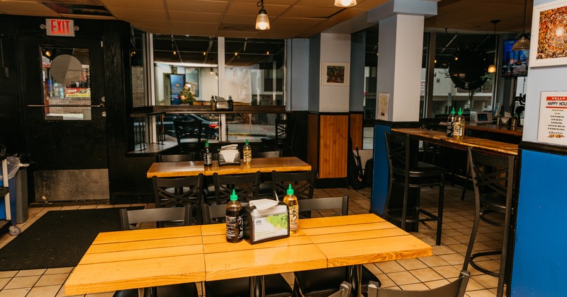 Interior, tables and chairs