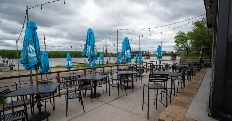 Exterior, dining tables and chairs, parasols