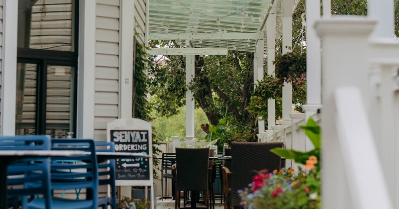 Exterior, patio, tables and chairs