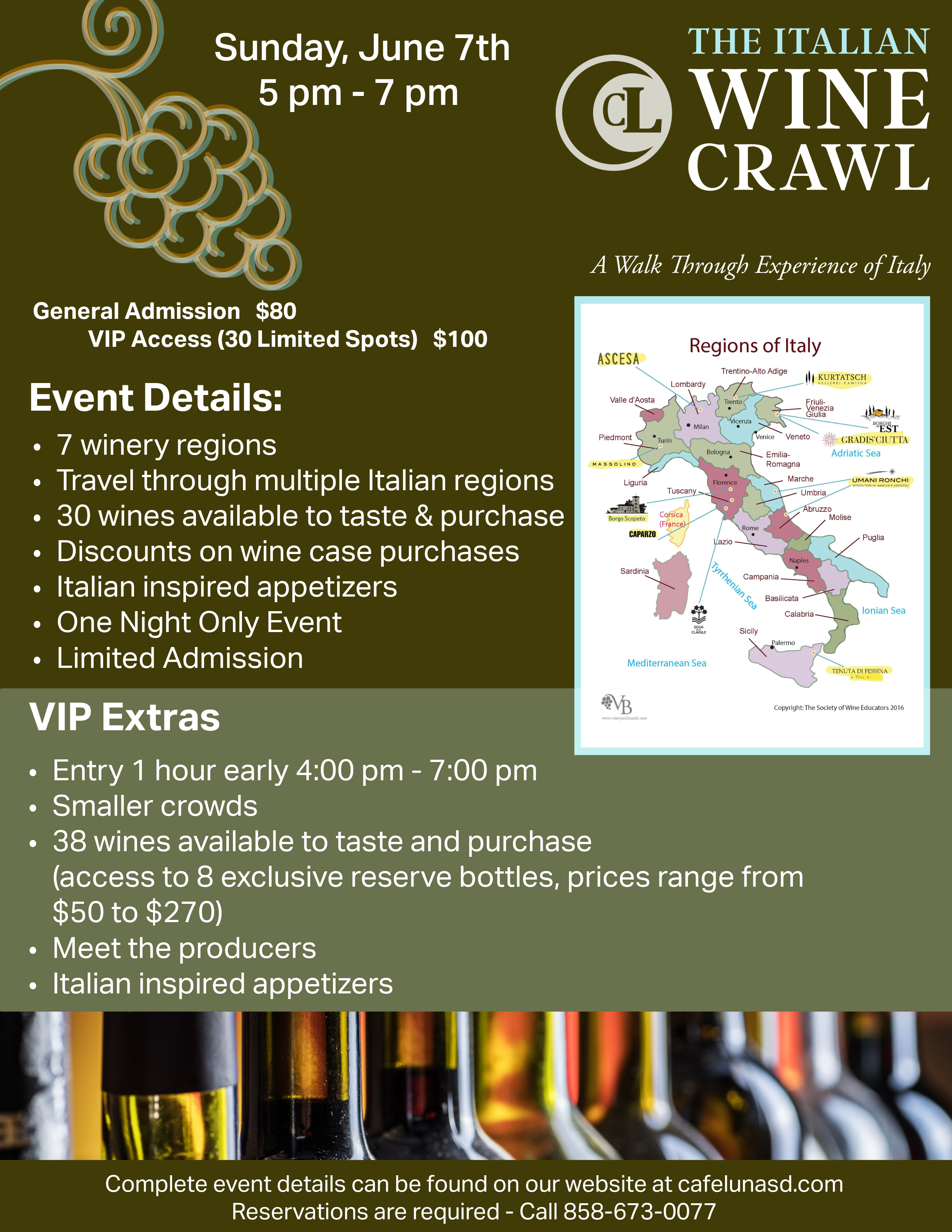 Café Luna Wine Crawl. June 7th, 5:00pm - 7:00pm