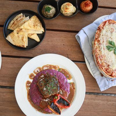 Assorted food and side dishes