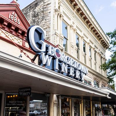 Georgetown Winery storefront in a historic building.