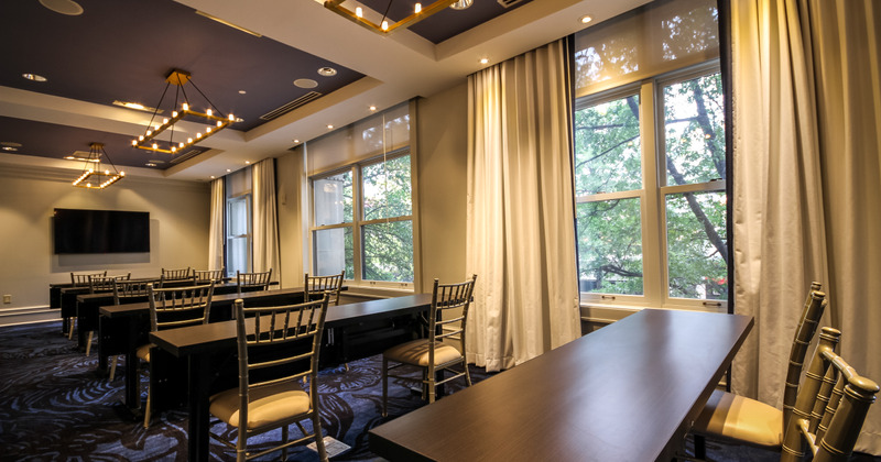 Interior, tables ready for guests