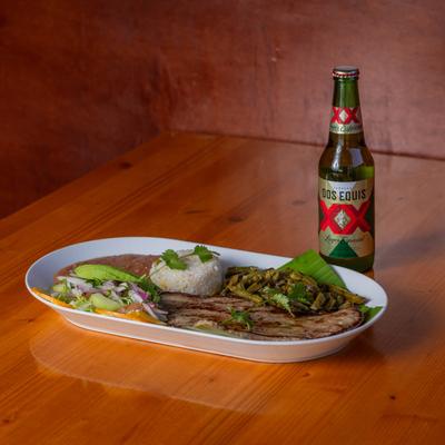 Carne asada and a beer.