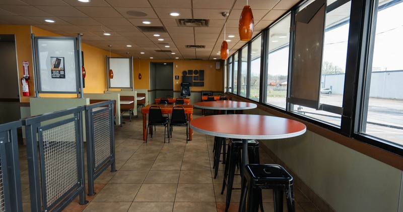 Interior, tables and chairs