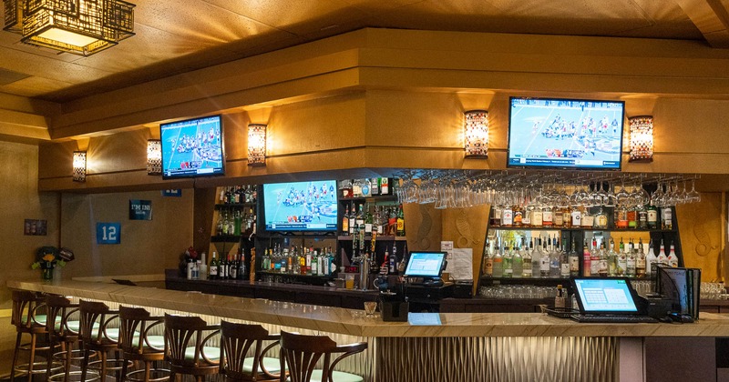 Interior, a bar with TV screens