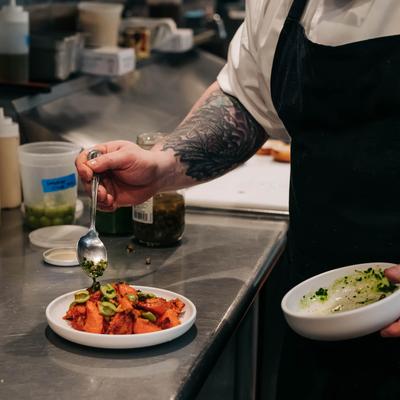Plating our Carrot Dish.