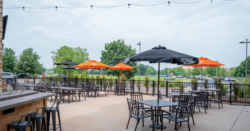 Exterior, chairs, tables and parasols