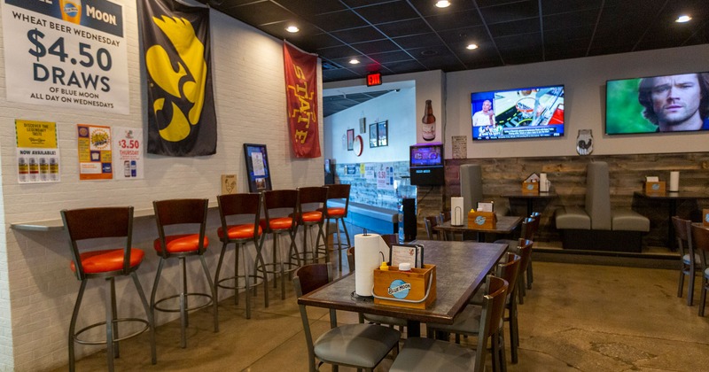 Interior, tables set for guests