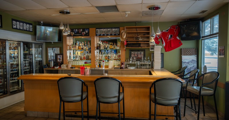 Bar space with bar stools