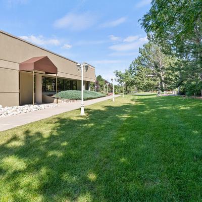 Grass area near building