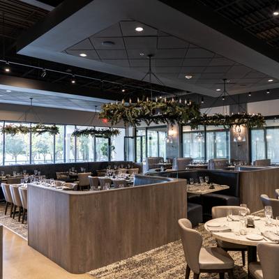 Interior, booths, chairs, tables, windows