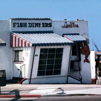 This day shot shows the front of The Lobster, pre 1995, when it was known more as The Lobster, a single-story seafood shack..
