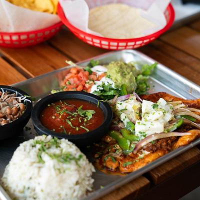 Served food on the table.