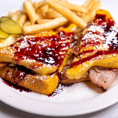 Monte Cristo sandwich and fries.