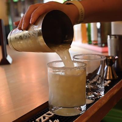 Making a Margarita.