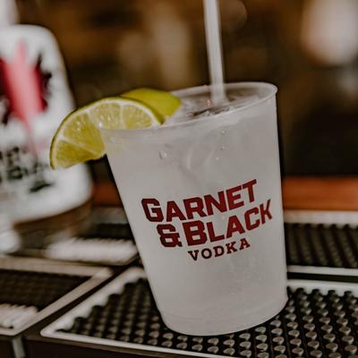 Cocktail with a lime wedge.