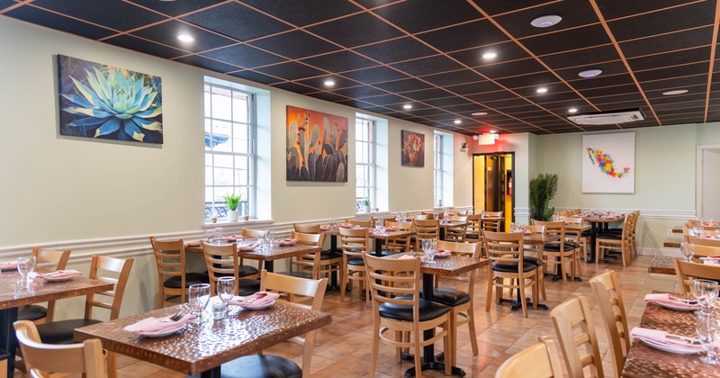 Interior dining area with tables and chairs