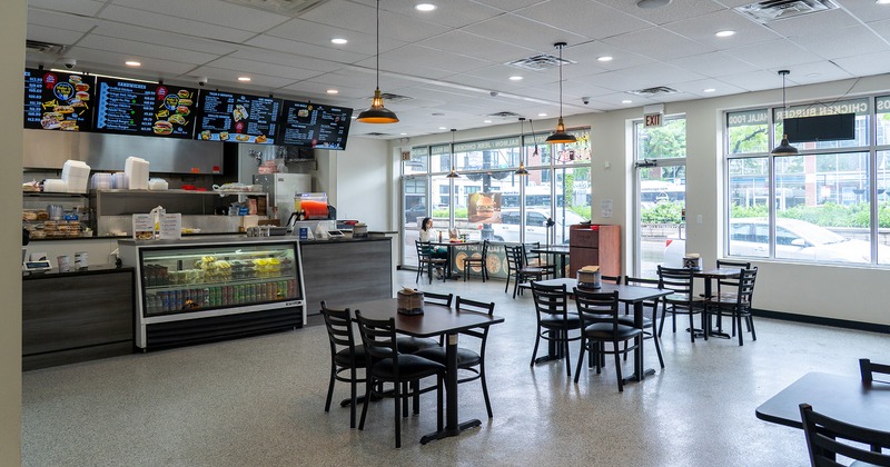 Interior space, dining area and order counter