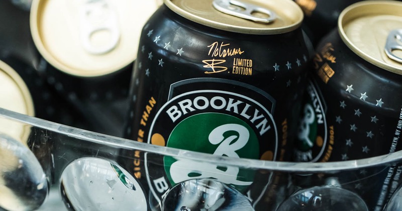 Cans of Brooklyn lager