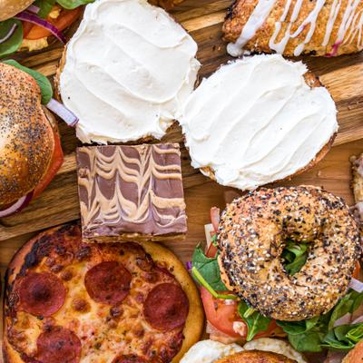 Food assortment, top view.