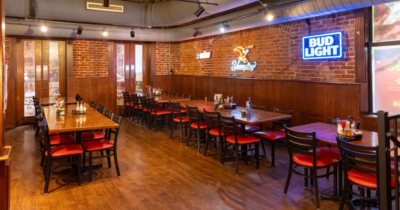 Interior, tables and seats ready for guests
