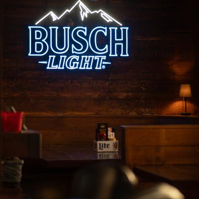 Neon lights on the wall.