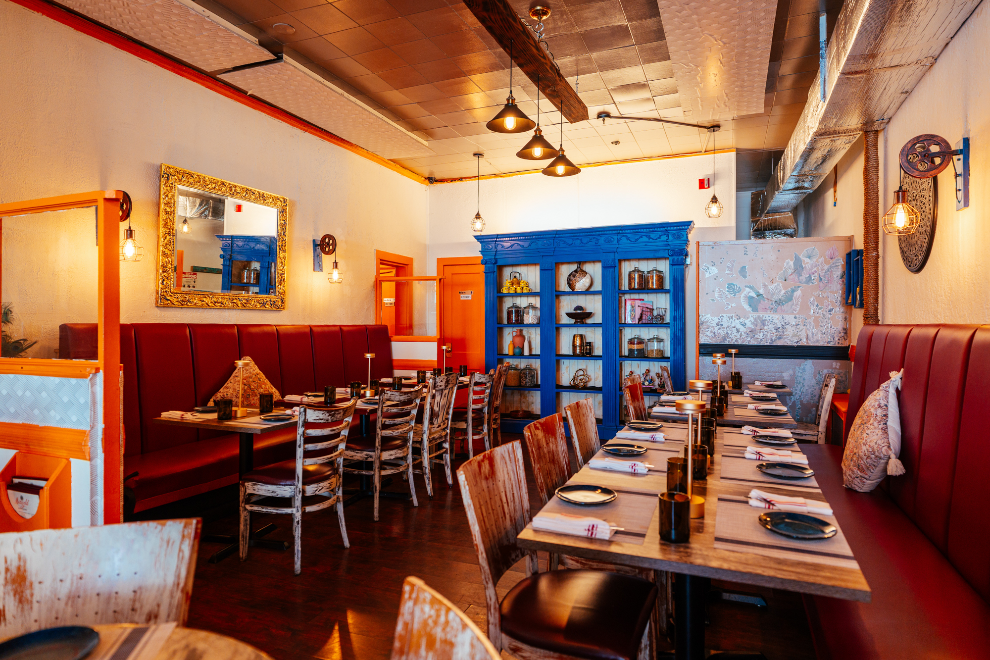 Diner area, tables and chairs