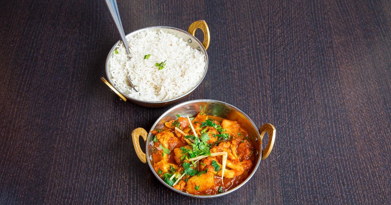 Aloo Gobi and white rice