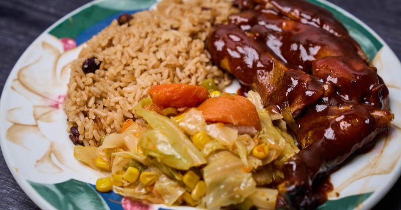 A served Oxtail meal, closeup