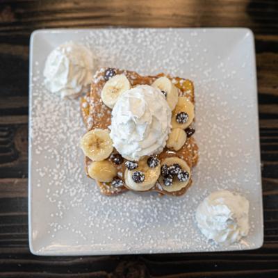 Served French toast in the plate