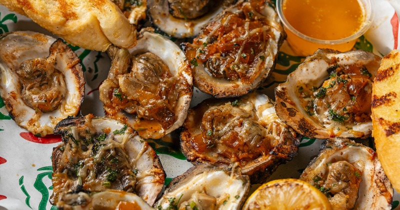 Grilled Oysters, close-up