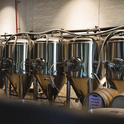 Brewery space, fermenter tabks and barrels