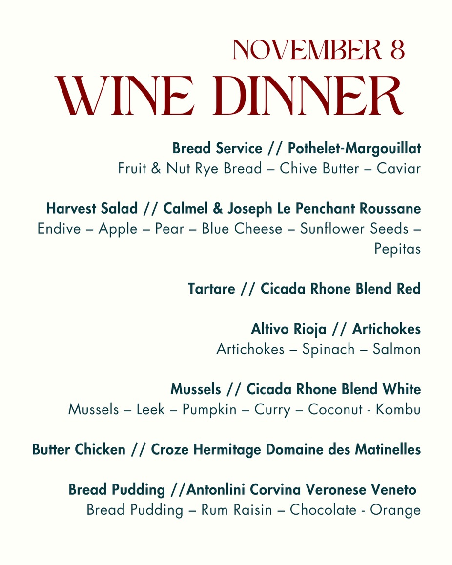 Wine Dinner - November 8 event photo