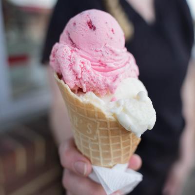 Strawberry and vanilla ice cream.