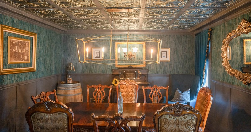 Luxurious interior seating area with chairs and a table