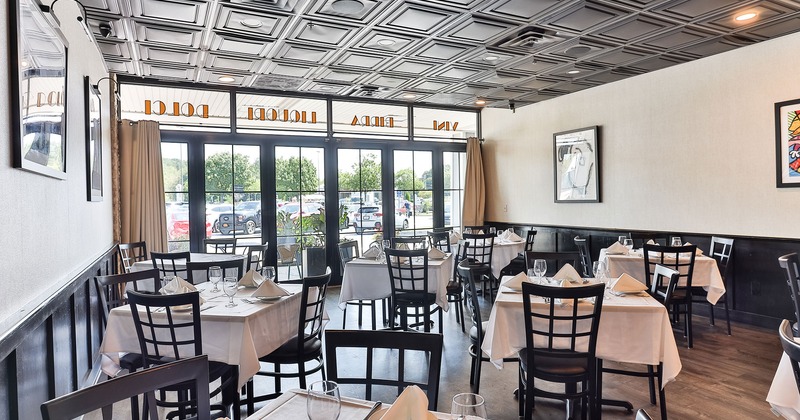 Interior space, dining area with set tables