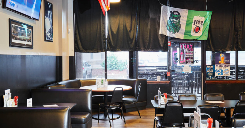 Interior, restaurant booths and tables