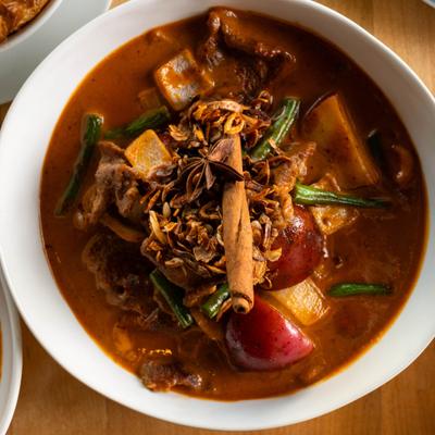 A bowl of Massaman curry.