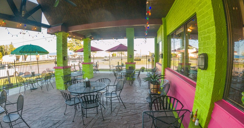 Partly covered patio seating area