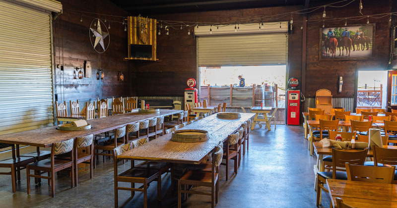 Interior, tables lined up