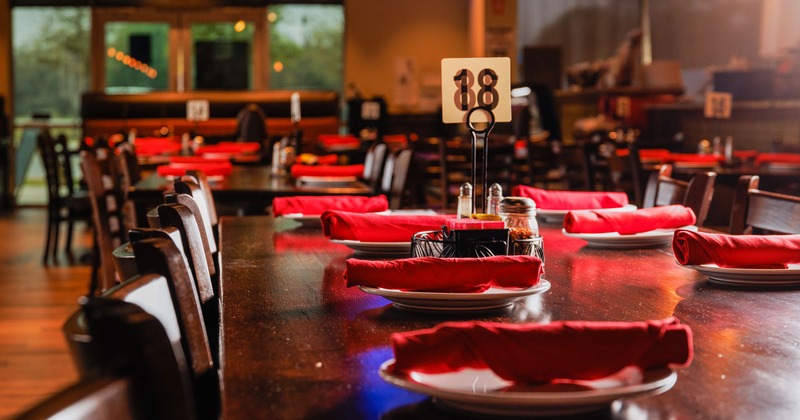 Table closeup, table set with tableware