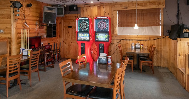 Inside, table ready for guests