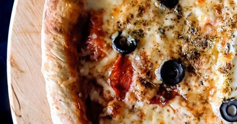 Close-up shot of pizza