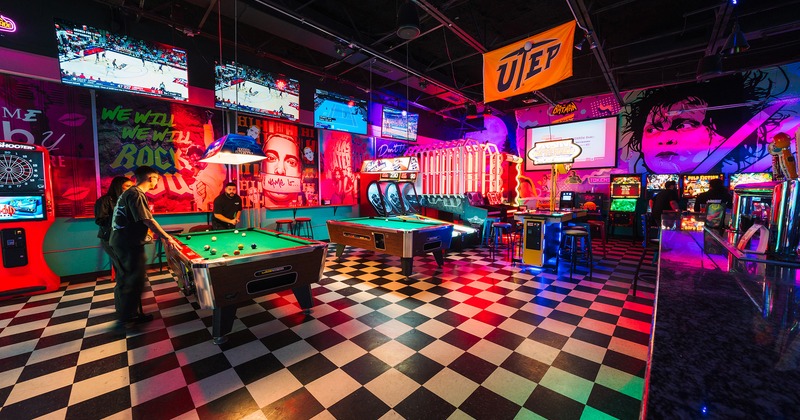 Interior, pool tables