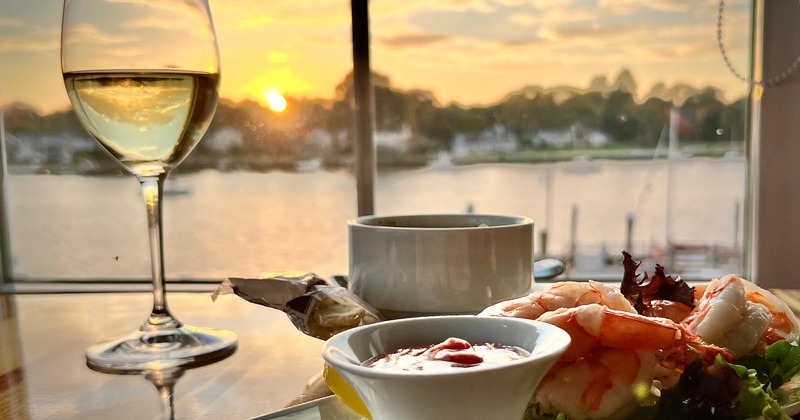 Food on table by window