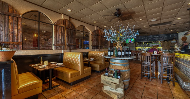 Interior, diner area, booths